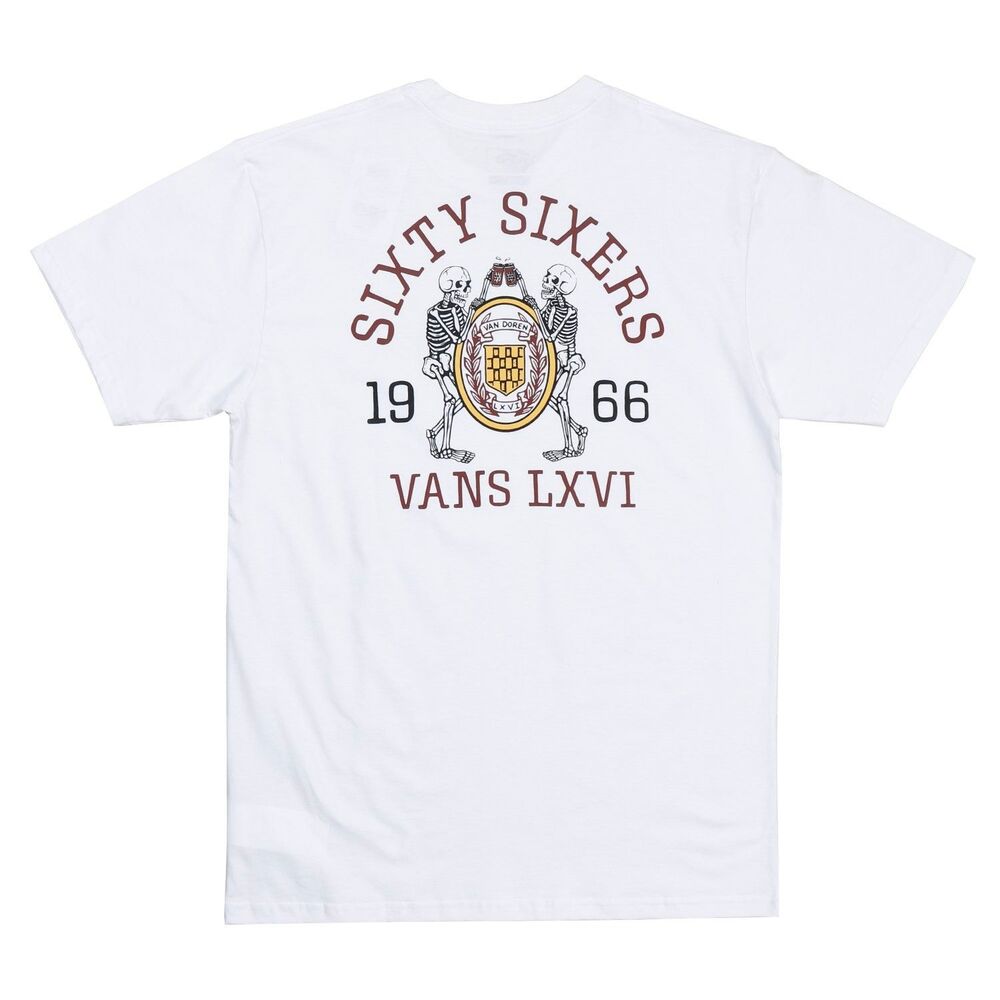 Vans T-Shirt Frat LXVI Skull White Size Medium Men's Short Sleeve Crew Neck NEW - Picture 2 of 5